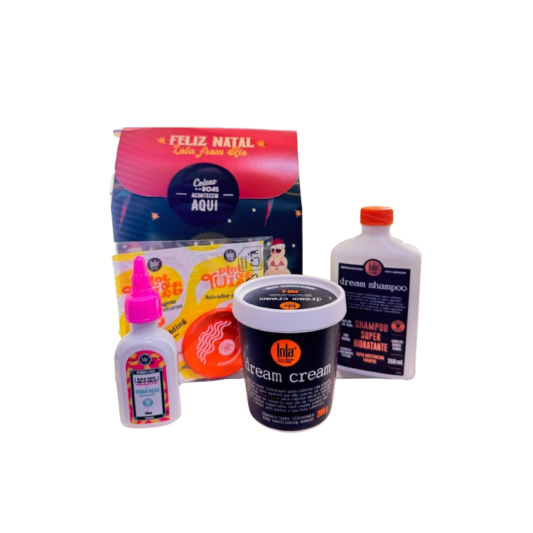 kit 1compostom por: shampoo dream -250ml,mascara dream -200ml,bendita Ghee hidratação -50ml.1 mini espelho lola