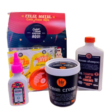 kit 1compostom por: shampoo dream -250ml,mascara dream -200ml,bendita Ghee hidratação -50ml.1 mini espelho lola